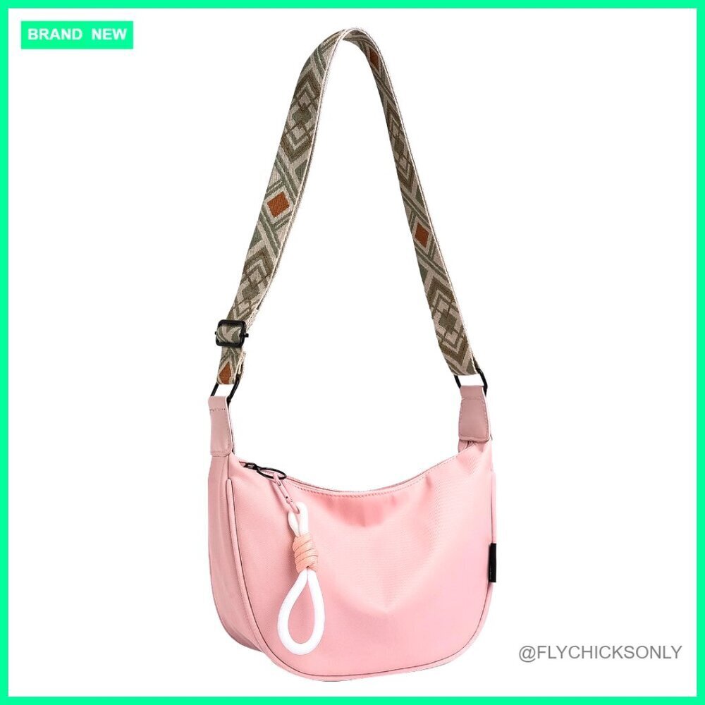 Lightweight Nylon Crossbody Bag with Adjustable Strap, Geometric Design